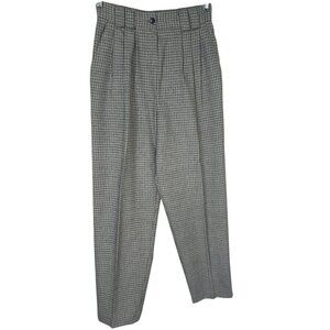 Vintage Smart Parts High-Waisted Pleated Front Houndstooth Trousers - Size 9‎